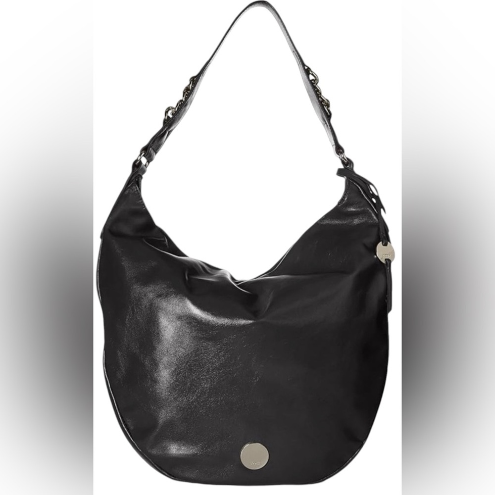 Lodis Black Leather Shoulder Bag Hobo Rodeo Chain Meredith, Los Angeles, RFID